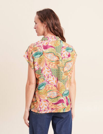 Chemise droite manches courtes orange femme