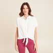 Chemise manches courtes fluide ecru femme
