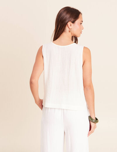 Blouse sans manches fluide ecru femme