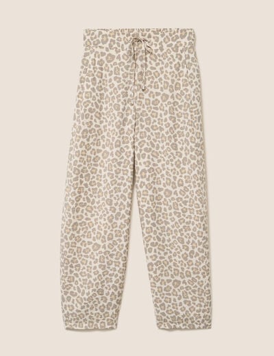 Pantalon coupe barrel taille haute blanc femme