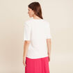 T-shirt ajust&eacute; col rond manches coudes ecru femme