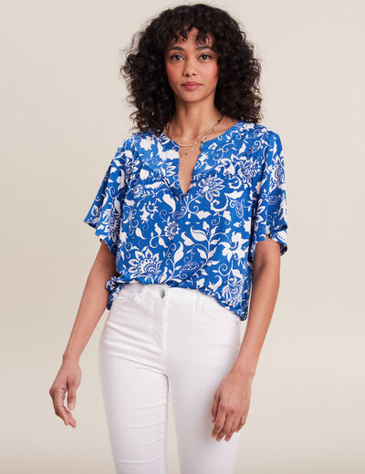 T-shirt manches courtes bleu femme