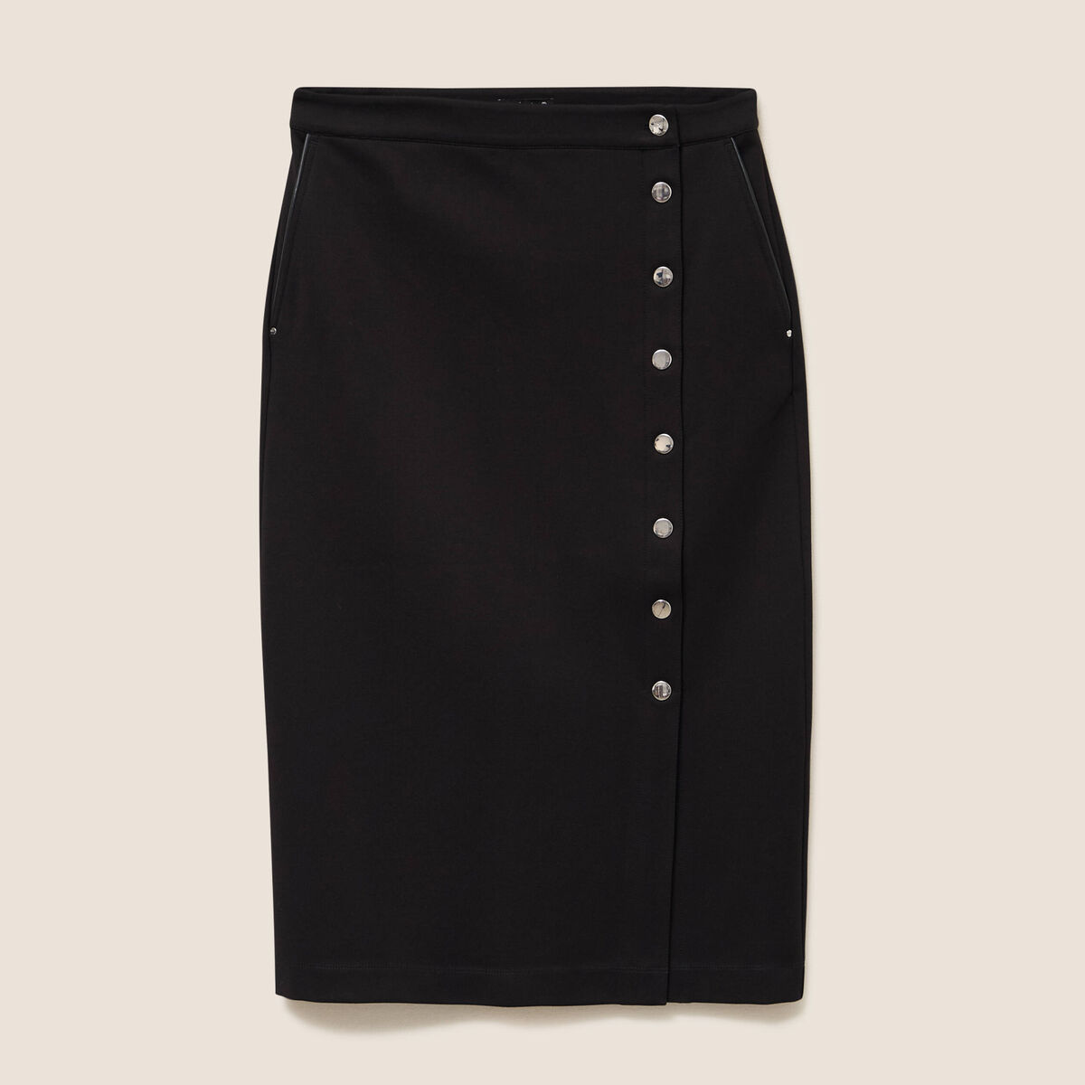 Jupe en maille doubl&eacute;e noir femme