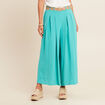 Pantalon jupe-culotte large vert turquoise femme