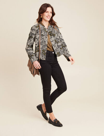 Blouse manches 3/4 à capuche vert olive femme