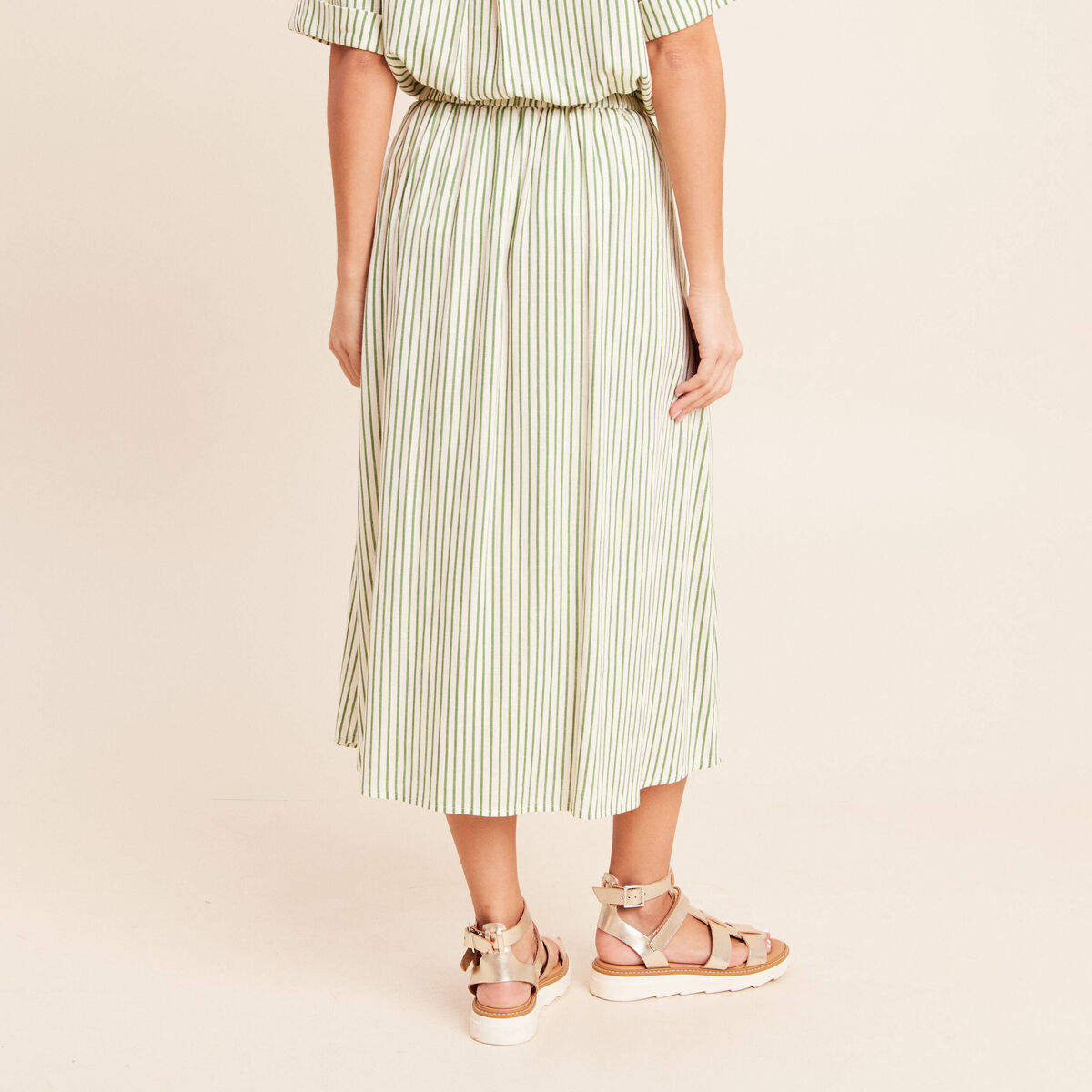 Jupe longue &eacute;vas&eacute;e blanc femme