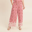 Pantalon large taille haute rose femme