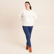 Pull col rond manches longues &agrave; sequins ecru femme