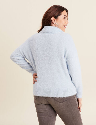Pull manches longues bleu pastel femme