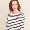 T-shirt marini&egrave;re avec broderie sequins noir femme