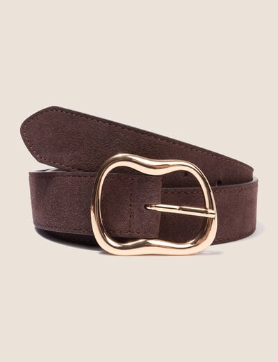 Ceinture en cuir marron fonc&eacute; femme