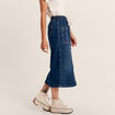 Jupe longue droite en jean denim stone femme