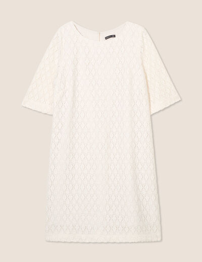 Robe droite dentelle ecru femme