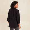 Tunique droite longue col chemise noir femme