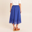 Jupe taille haute doubl&eacute;e avec broderie bleu fonc&eacute; femme