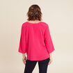 Blouse manches 3/4 rose fushia femme