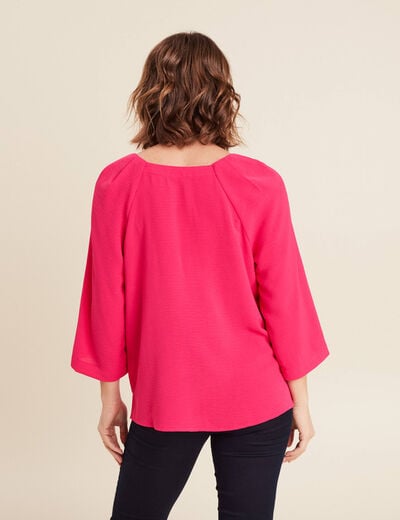 Blouse manches 3/4 rose fushia femme