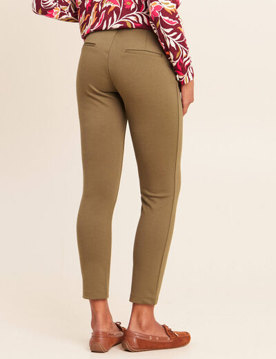 Legging 7/8&egrave;me taille bascul&eacute;e en maille vert kaki femme