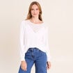 Blouse droite manches longues dentelle ecru femme