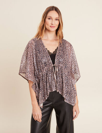 Kimono &agrave; sequins couleur cuivre femme