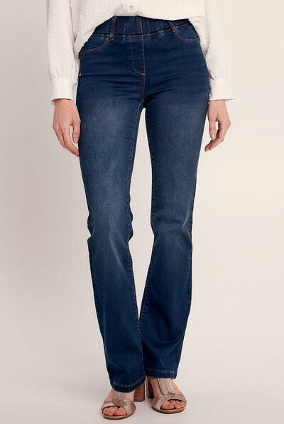 Jean tregging taille élastiquée denim brut femme