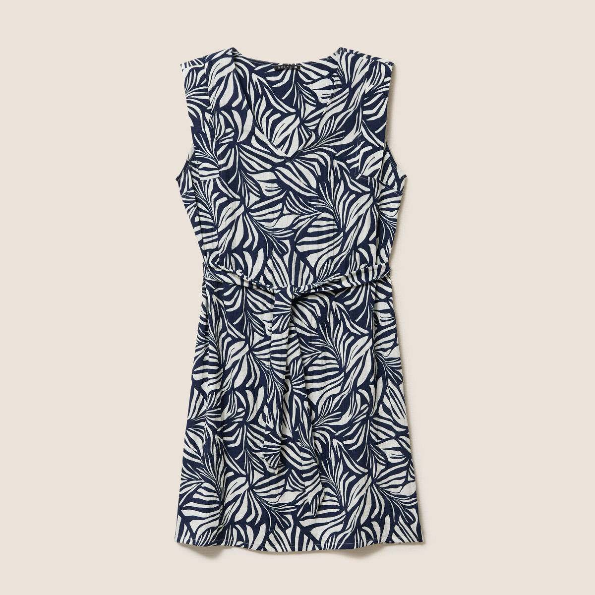 Robe droite courte sans manches col v bleu femme