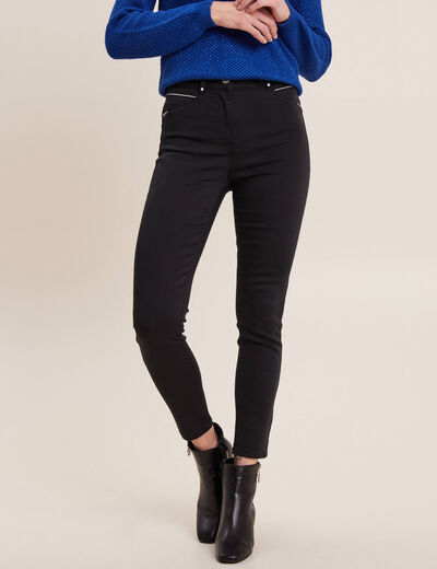 Pantalon ajusté taille haute noir femme