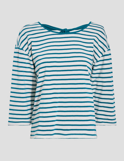 T-shirt manches 3/4 vert canard femme