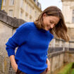Pull droit col montant manches longues bleu electrique femme