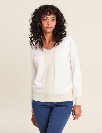 Pull manches longues ecru femme