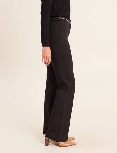Pantalon bootcut maille taille standard noir femme