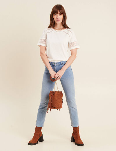 T-shirt manches courtes ecru femme