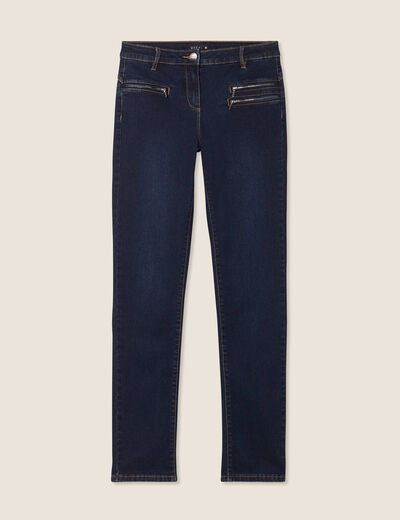 Jean ajusté taille basculée denim brut femme