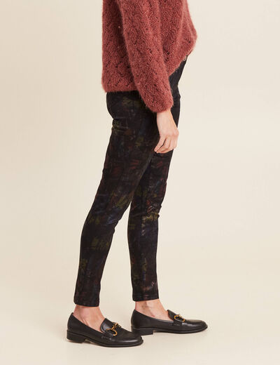 Pantalon ajusté enduit 7/8ème multicolore femme