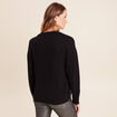 Pull col montant manches longues strass noir femme
