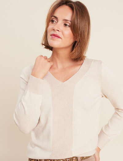 Pull manches longues creme femme
