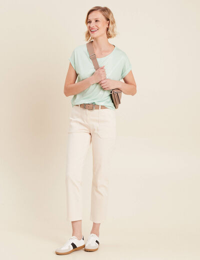 Pantalon droit velours ivoire femme