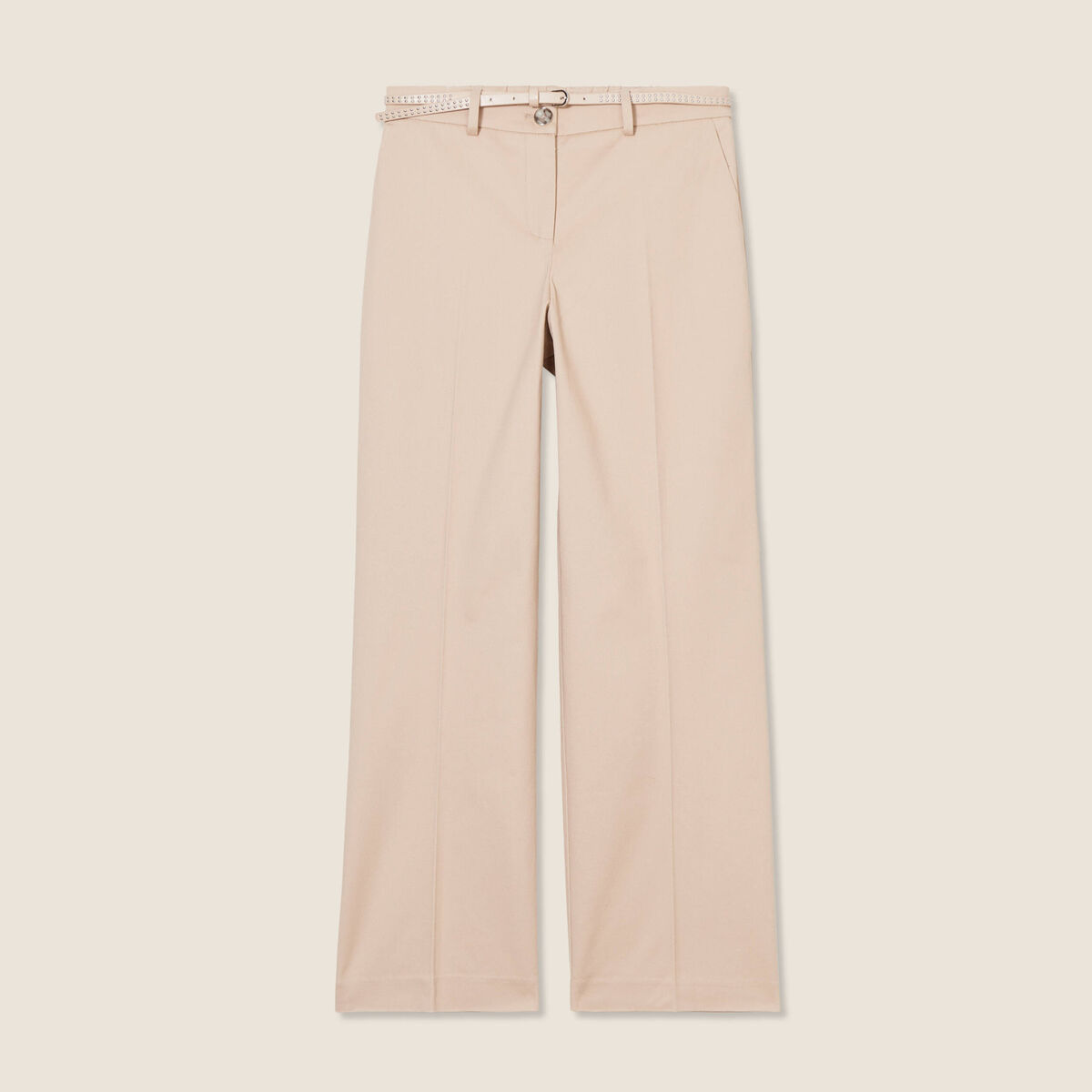 Pantalon flare 7/8&egrave;me beige femme