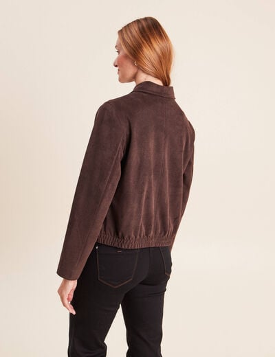 Veste doubl&eacute;e marron fonc&eacute; femme