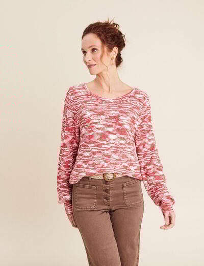 Pull manches longues rose fushia femme
