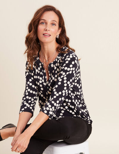 Blouse manches 3/4 noir femme