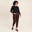 Pantalon coupe mom 7/8&egrave;me marron femme