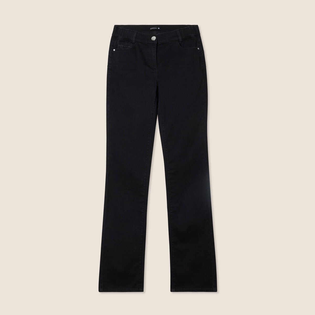 Jean droit taille basculée noir femme