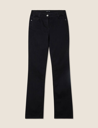 Jean droit taille basculée noir femme