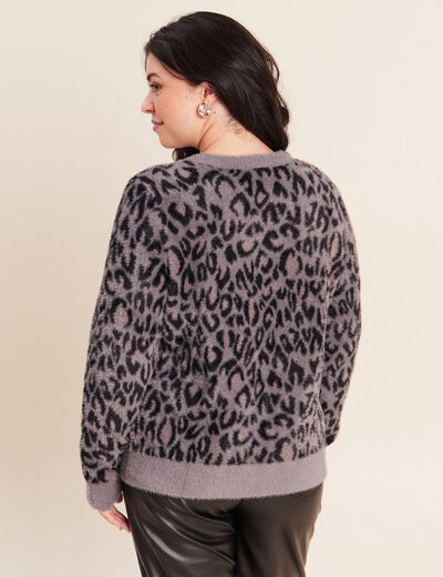 Pull col rond gris femme