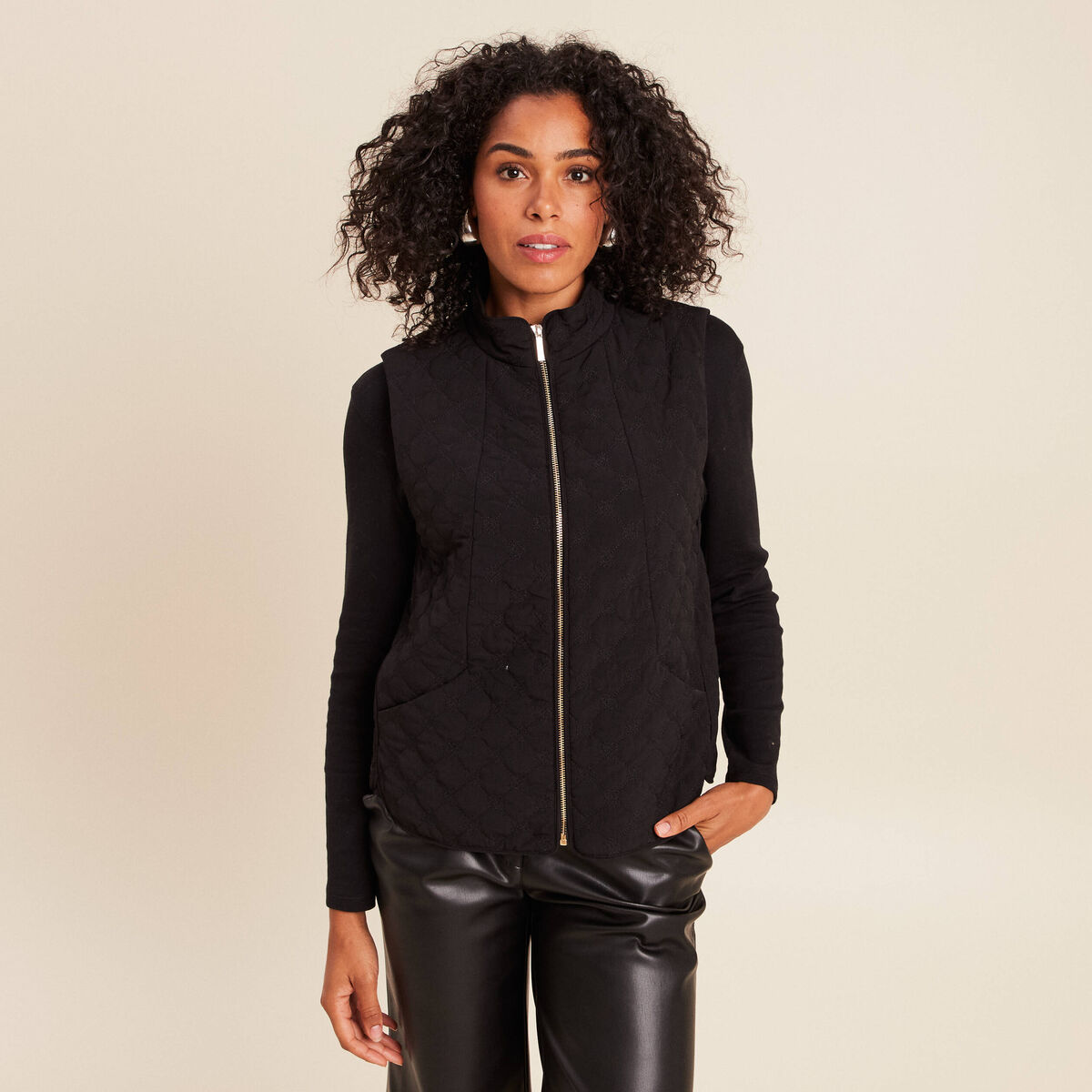 Manteau 3 en 1 col montant doubl&eacute; vert kaki femme