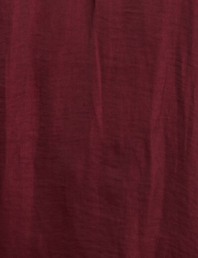 Blouse ample col rond satin&eacute;e bordeaux femme