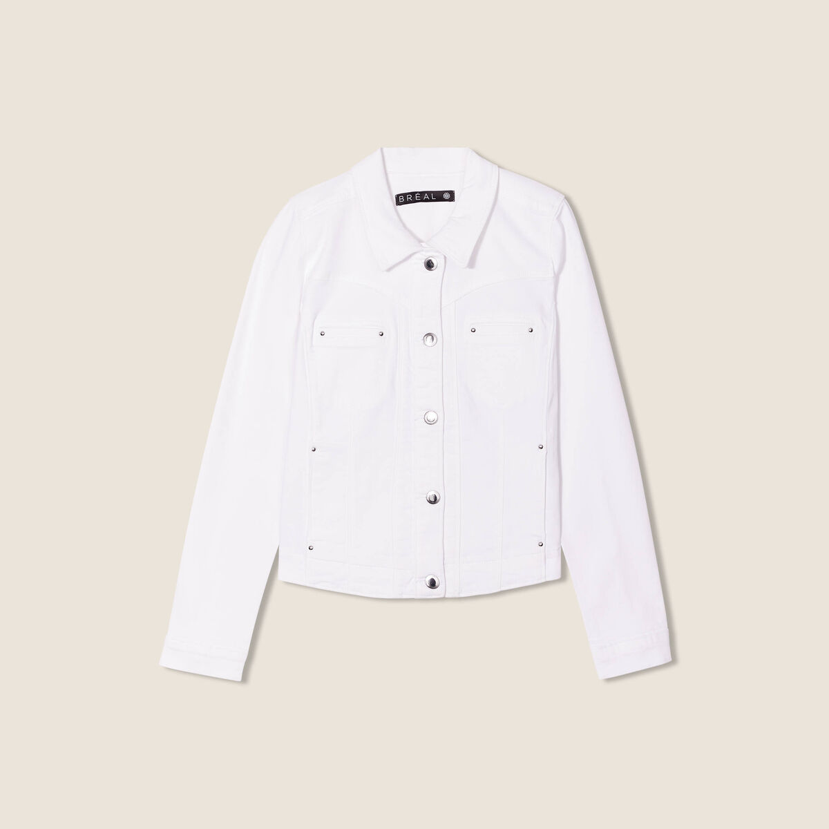 Blouson ajusté boutonné ecru femme