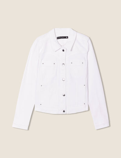 Blouson ajusté boutonné ecru femme