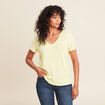 T-shirt manches courtes col en V jaune clair femme